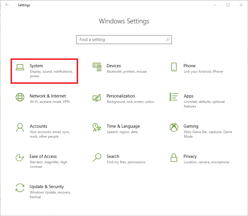 Windows System Settings