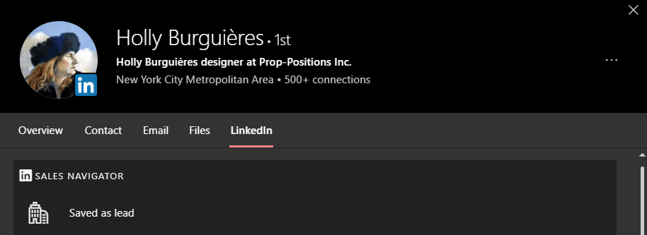 Outlook Profile Card