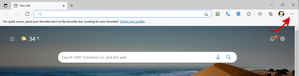 Open the menu in Microsoft Edge