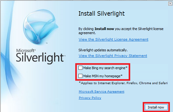 Start Silverlight install