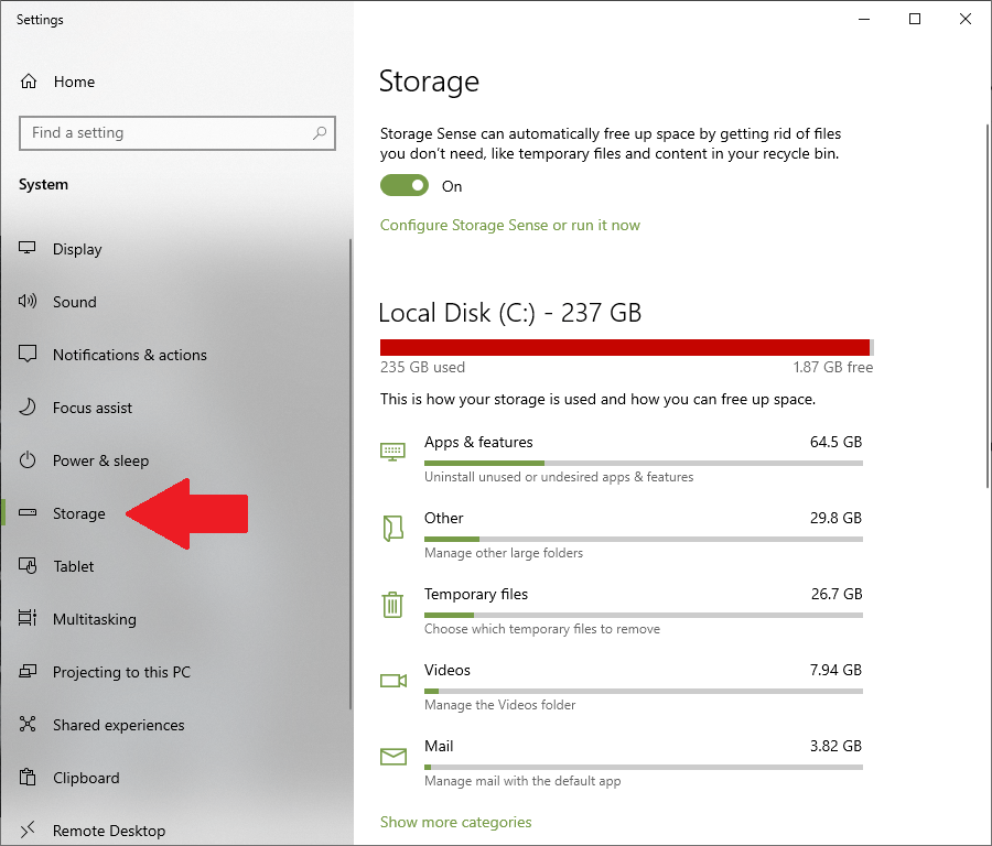 Select storage
