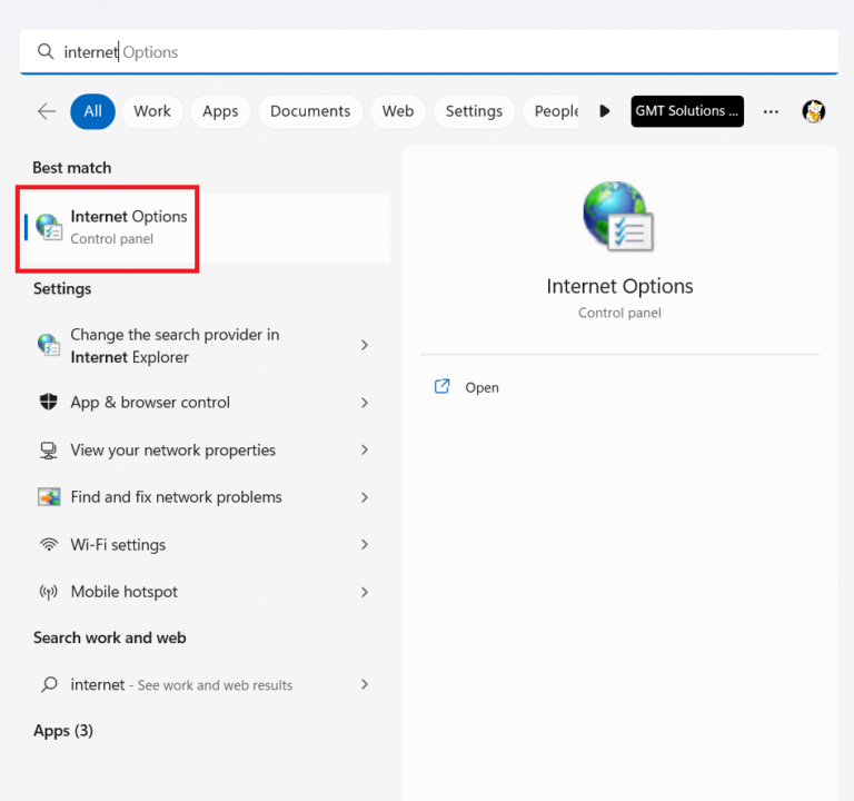 Select Internet Explorer from the Start Menu