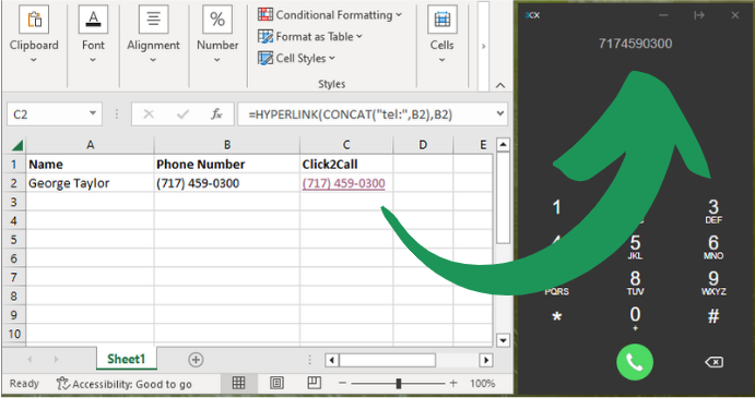 3CX Click2Call Excel