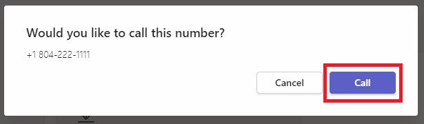 Microsoft Teams Call Button
