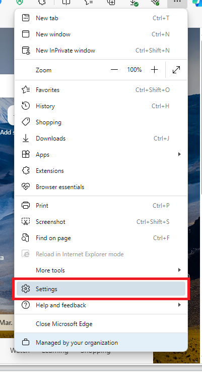 Microsoft Edge Settings
