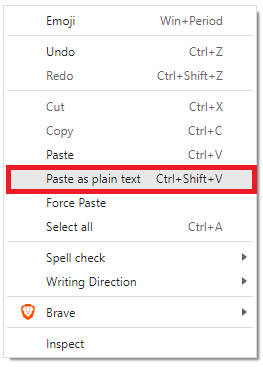 Past Without Formatting - Brave