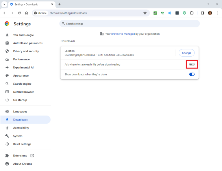 Chrome ask where to save each file