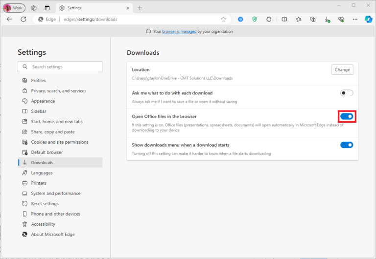 Edge - Open Office files in the browser