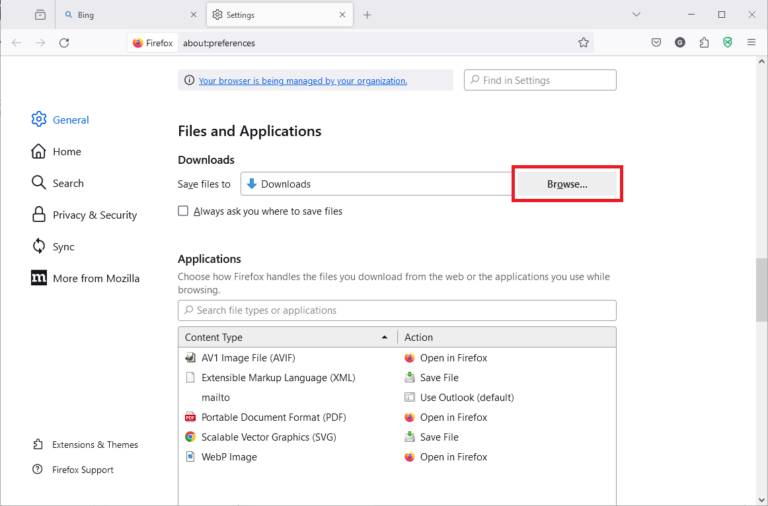 Firefox Downloads Settings