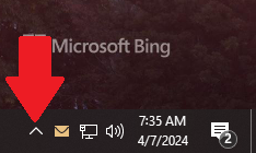 Hidden OneDrive icon on taskbar