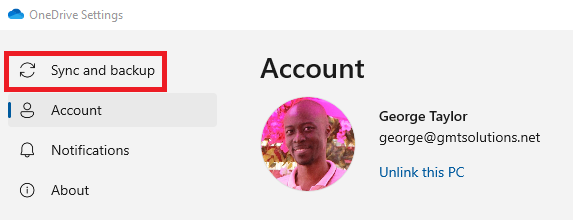 OneDrive settings