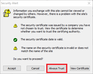 NetExtender Certificate Prompt