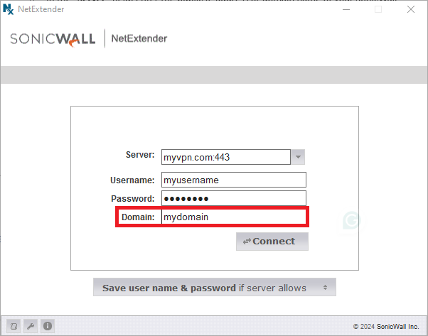 NetExtender Domain