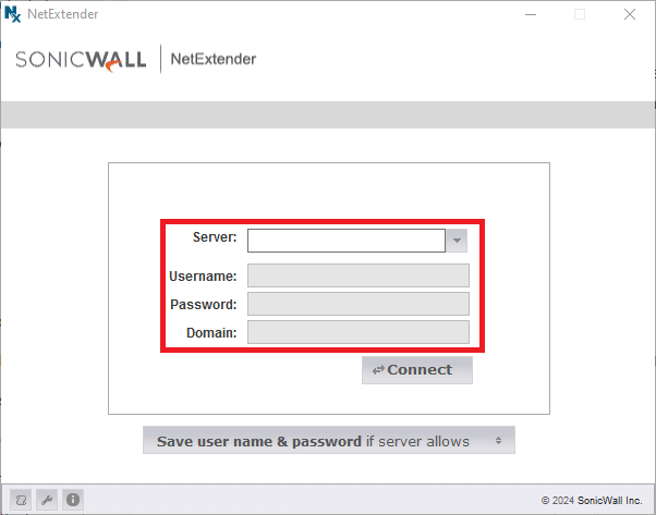 Unconfigured NetExtender