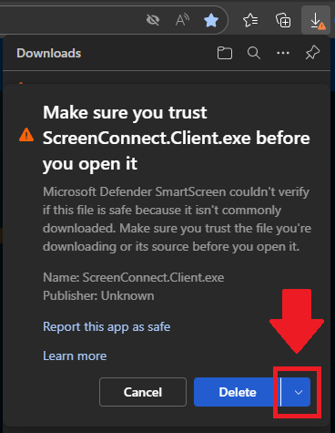 Edge blocking ScreenConnect - Make sure you trust