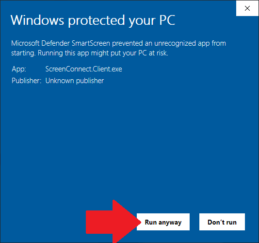Windows protected your PC - Run anyway