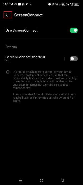 Accessibility - Use ScreenConnect Enabled